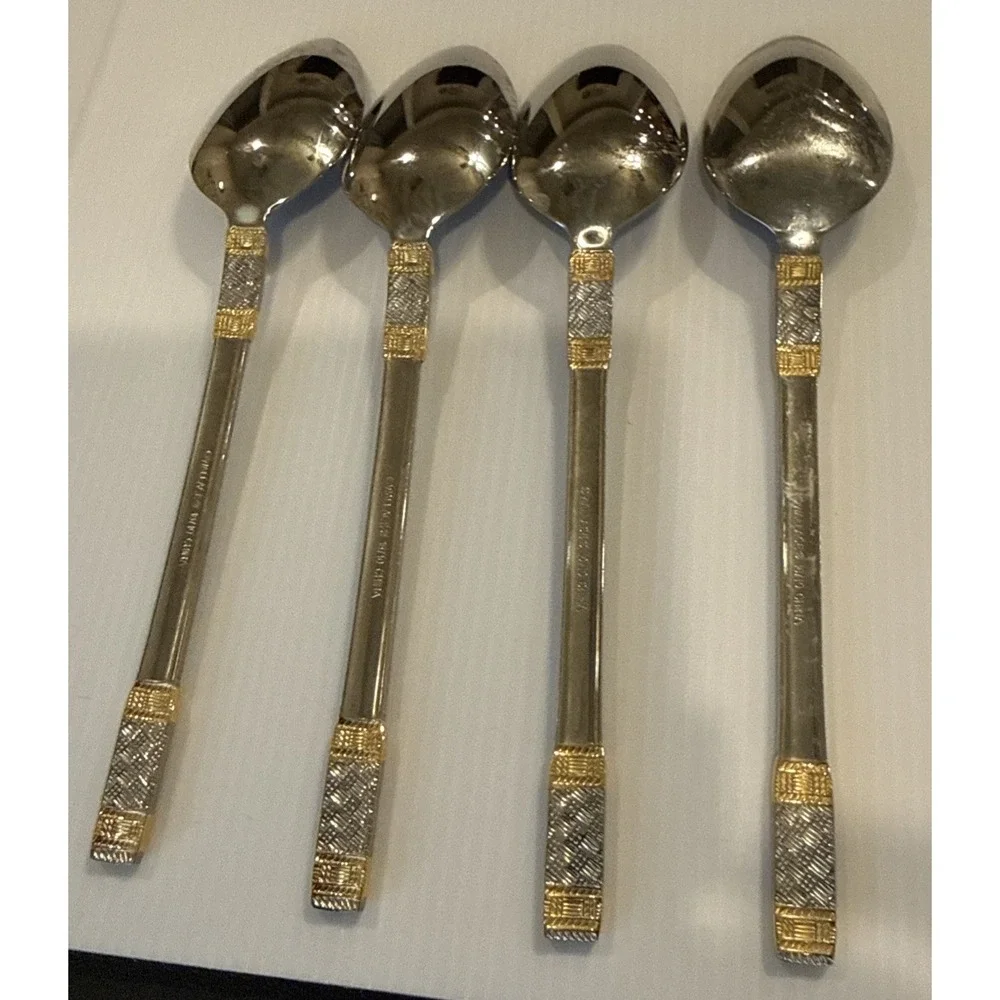 Wallace Golden Corsica Oval Soup Spoons Set Of 4 Stainless 18/10 Flatware 7 5/8